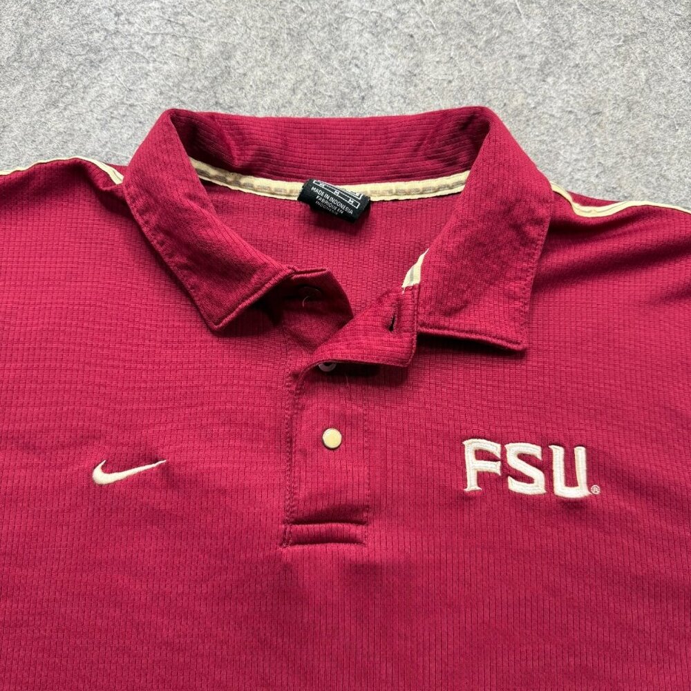 Florida State Seminoles Nike Polo Shirt Men M Maroon Red Gold Performance